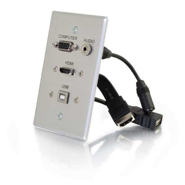 C2G HDMI, VGA, 3.5mm Audio and USB Pass Through Single Gang Wall Plate - Cheap Fitting