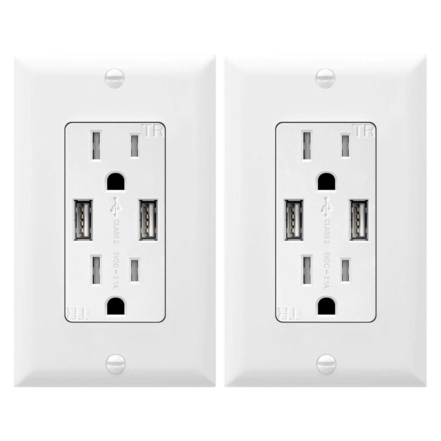 TOPGREENER 3.6A USB Wall Outlet Charger 15A Duplex Tamper-Resistant Receptacles Plug - Cheap Fitting