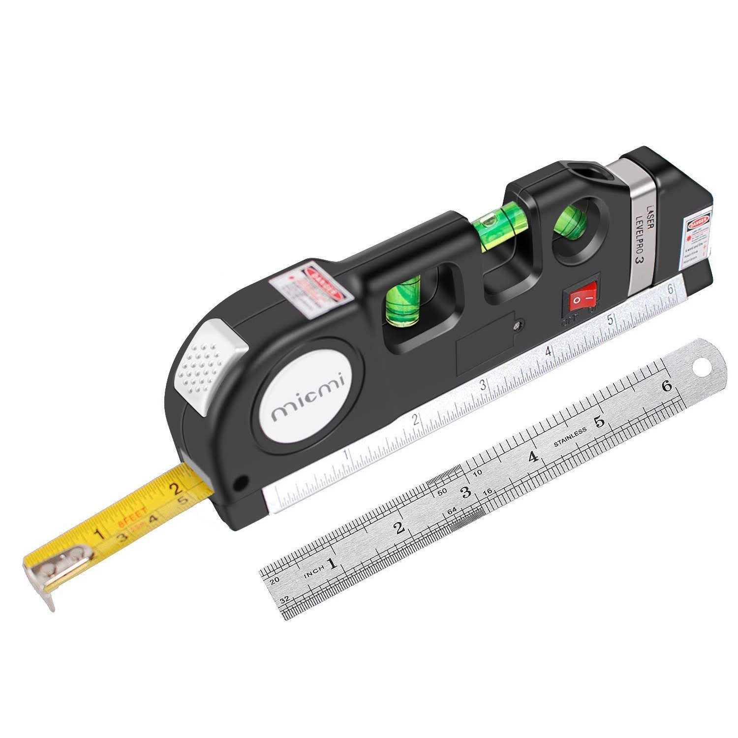 Laser level, Multipurpose Laser Tape Measure Line 8ft+ Tape Measure Ruler Adjusted Standard and Metric Rulers Update Batteries MICMI - Cheap Fitting