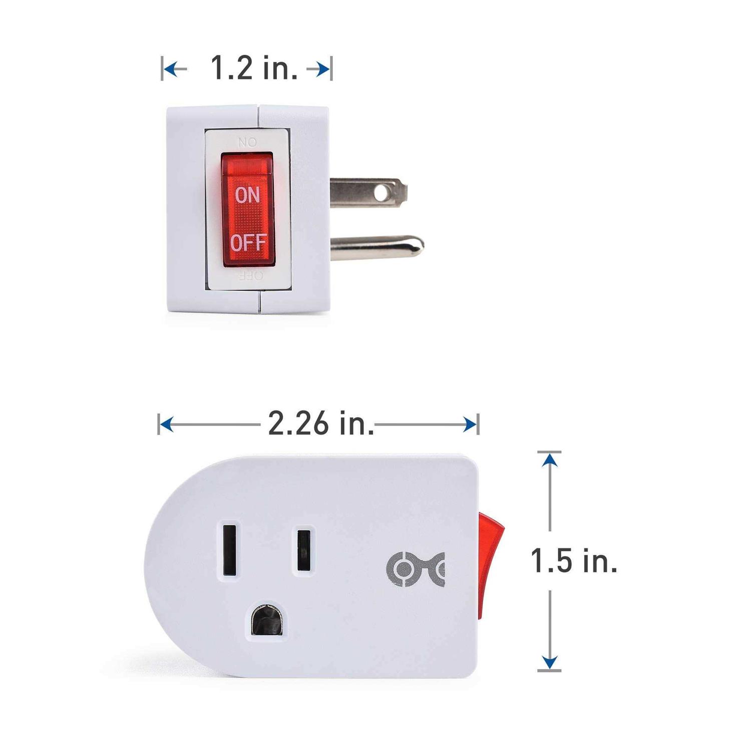 Cable Matters 3 Pack Grounded Outlet with ON Off Switch - Cheap Fitting