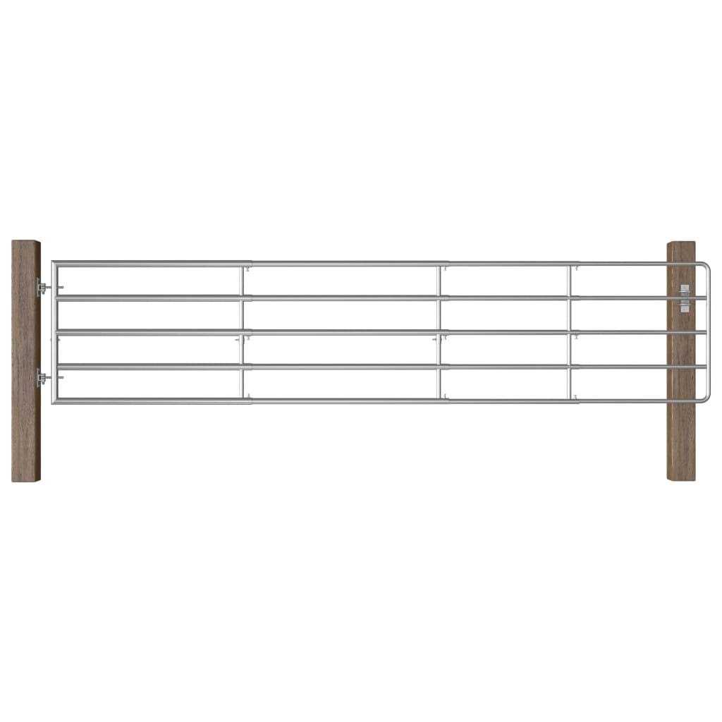 vidaXL 5 Bar Field Gate Steelx35.4 Silver - Cheap Fitting