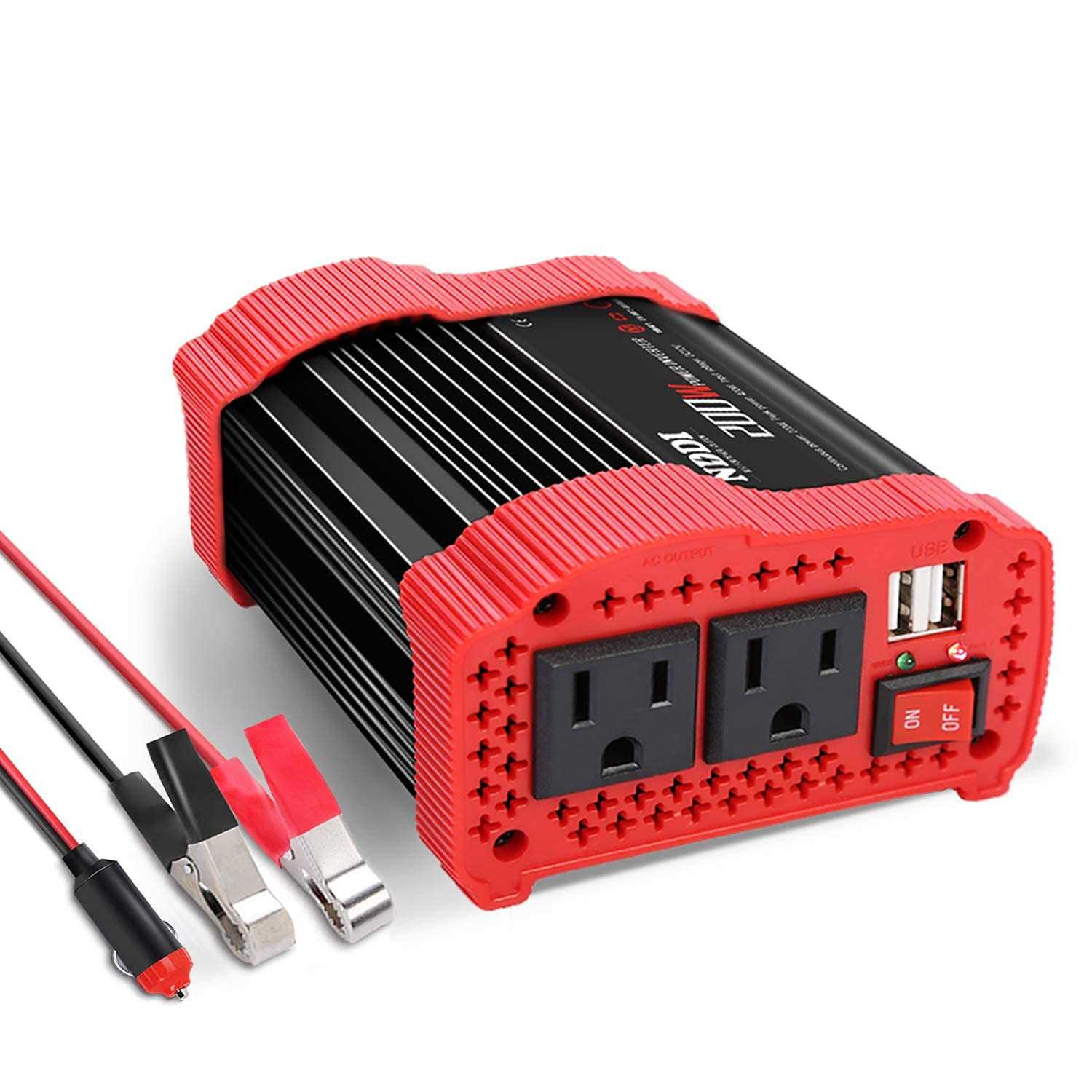 200W Car Power Inverter 12V DC to 110V AC Converter with 3.1 A Dual USB Quick Car Charger Adapter - Cheap Fitting