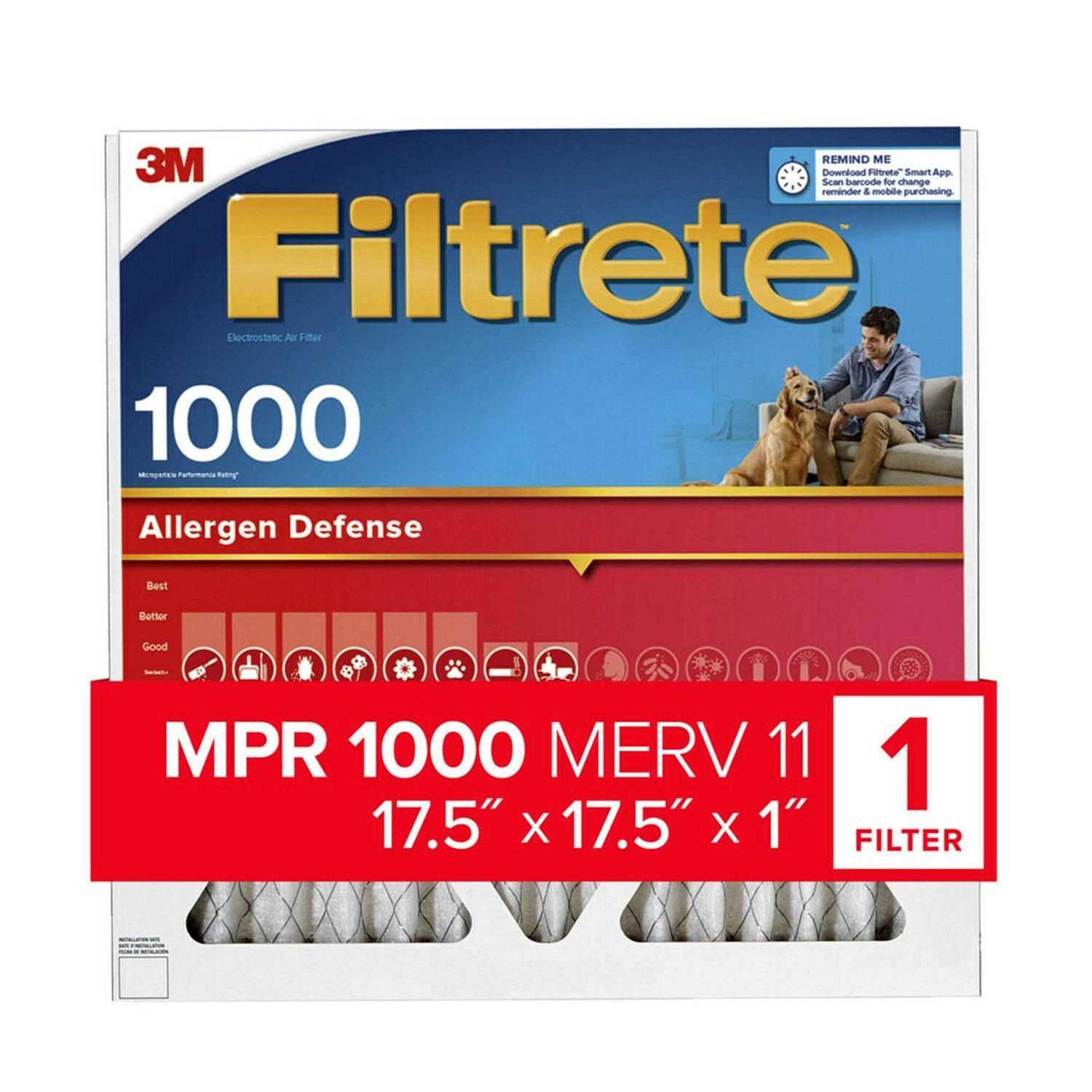 Filtrete 17.5×17.5×1 Allergen Defense Air Filter 1000 MPR - Cheap Fitting