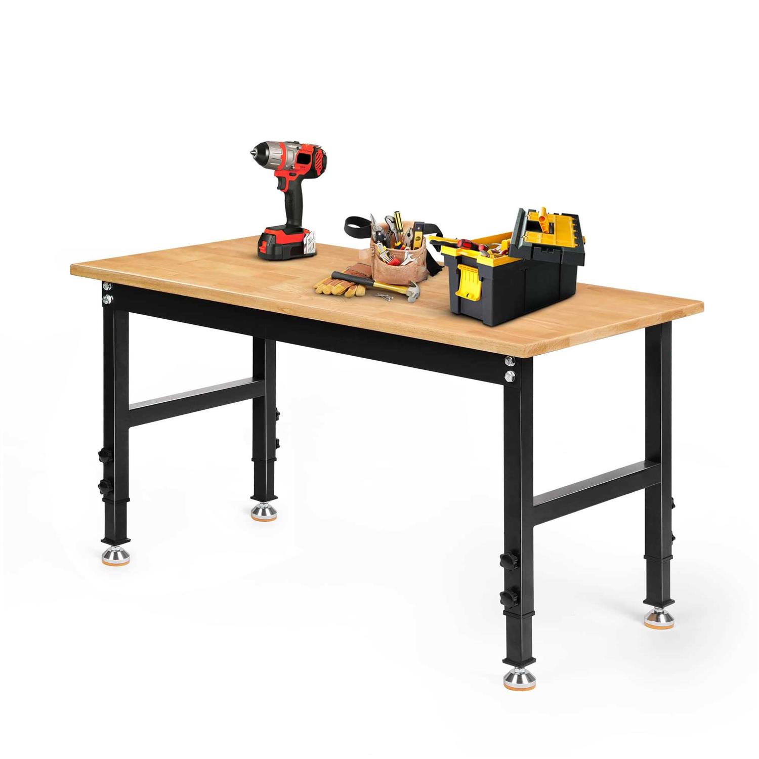 Tolead 48 inch Heavy-Duty Adjustable Workbench Rubber Wood Shop Table - Cheap Fitting
