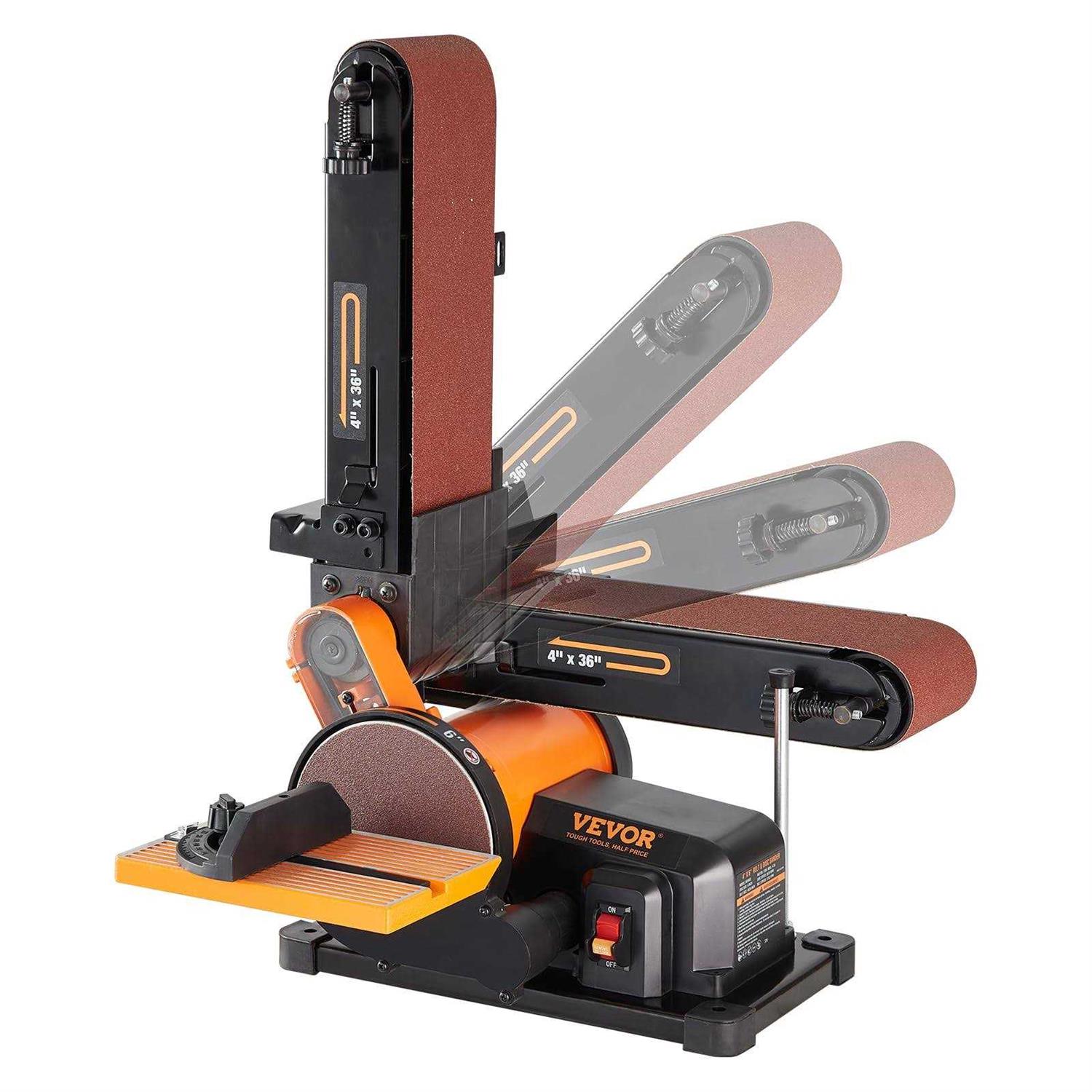 VEVOR Belt Disc Sander Combo 6 Disc Sander and 4×36 Belt Sander with 4.3A Induction Motor 3570RPM Bench Sander & 0-90° Tiltable Belt and 0-45° - Cheap Fitting