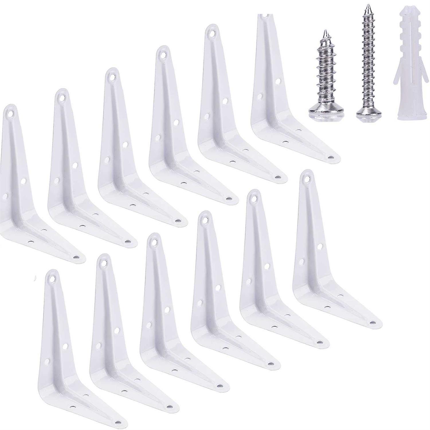 12 Pack White Shelf Brackets 4 Inch Metal Floating Shelf Brackets Heavy Duty L Brackets J Brackets Hardware Brace Brackets Support Wall Mount Angle - Cheap Fitting