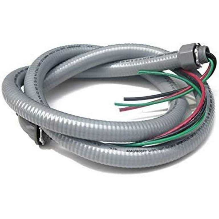 Sealproof Power Whip Assembly, 3/4-Inch x 6 Ft Nonmetallic Liquid Tight Flexible Electrical Conduit and 8 Gauge Wire Single Phase Preassembled A/C - Cheap Fitting