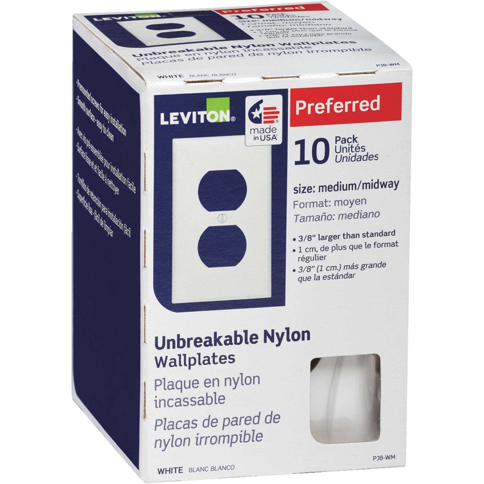 Leviton 1-Gang White Midway Duplex Outlet Nylon Wall Plate PJ8-WM - Cheap Fitting