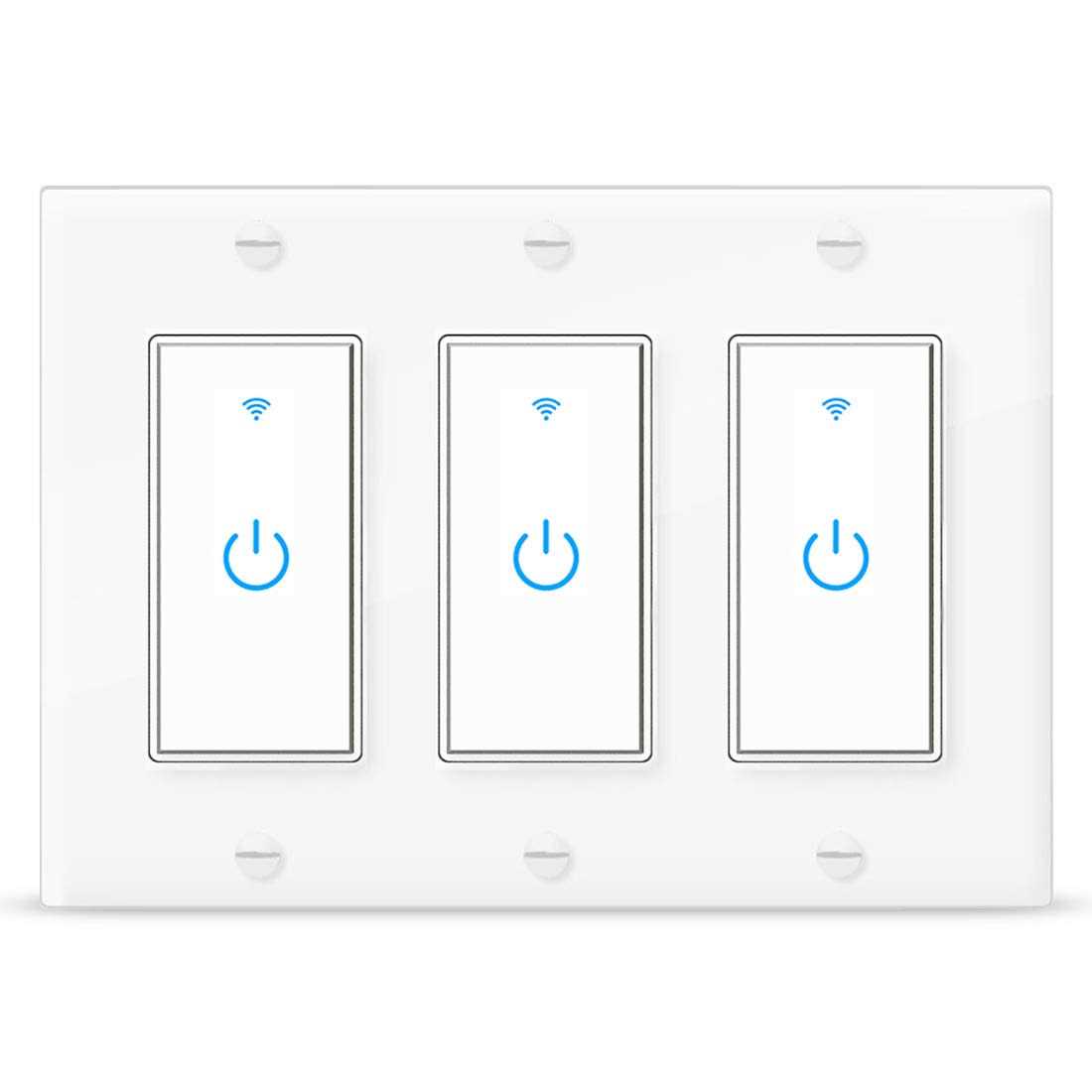 Lesim Smart Switch Wifi Light Switch 3 Gang Wireless Light Switch Compatible with Alexa and Google Home - Cheap Fitting