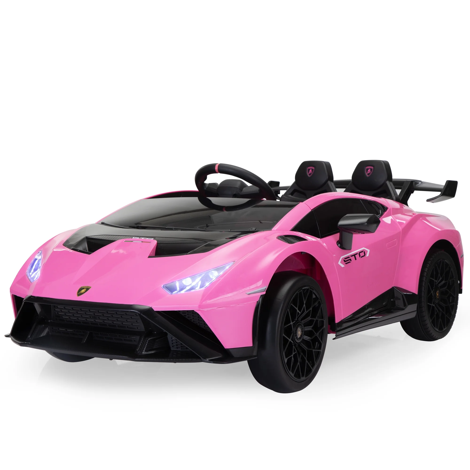 TOBBI 24V Lamborghini STO Licensed Kids Ride on Drift Car Gray Electric Car W/Remote Control LED Lights, up to 10 mph - Cheap Fitting