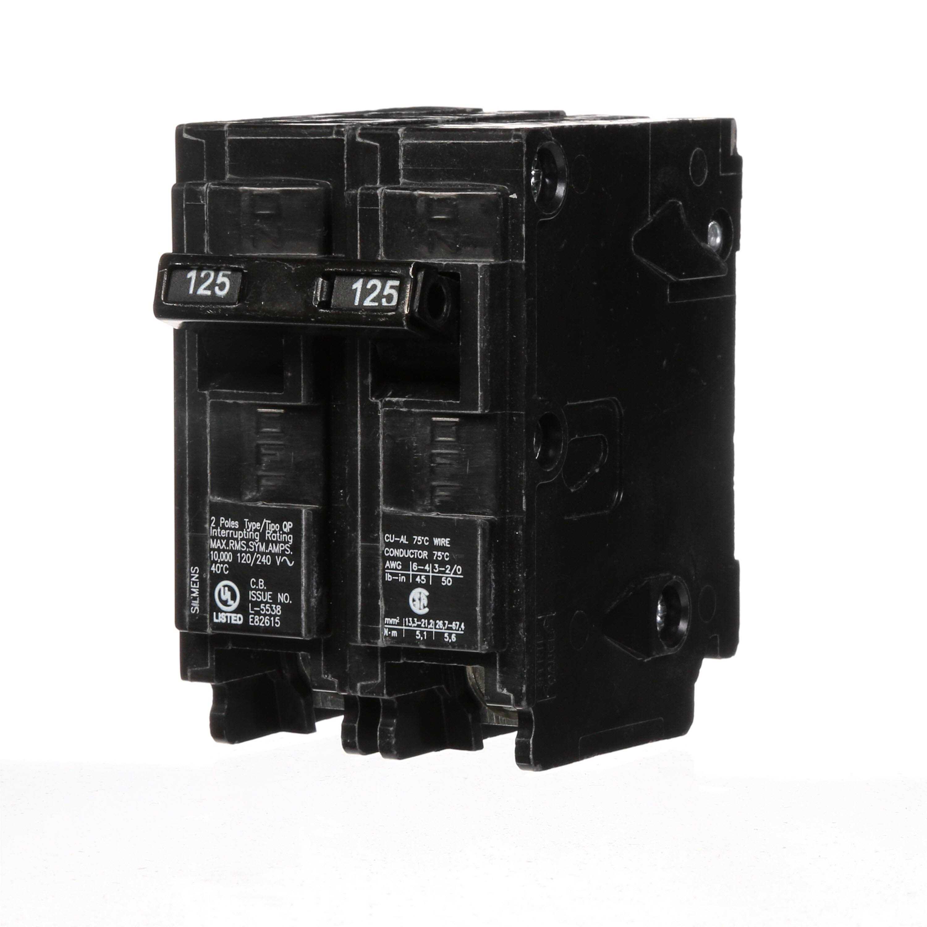 Siemens 125 Amp Double-Pole Type QP Circuit Breaker q2125p - Cheap Fitting