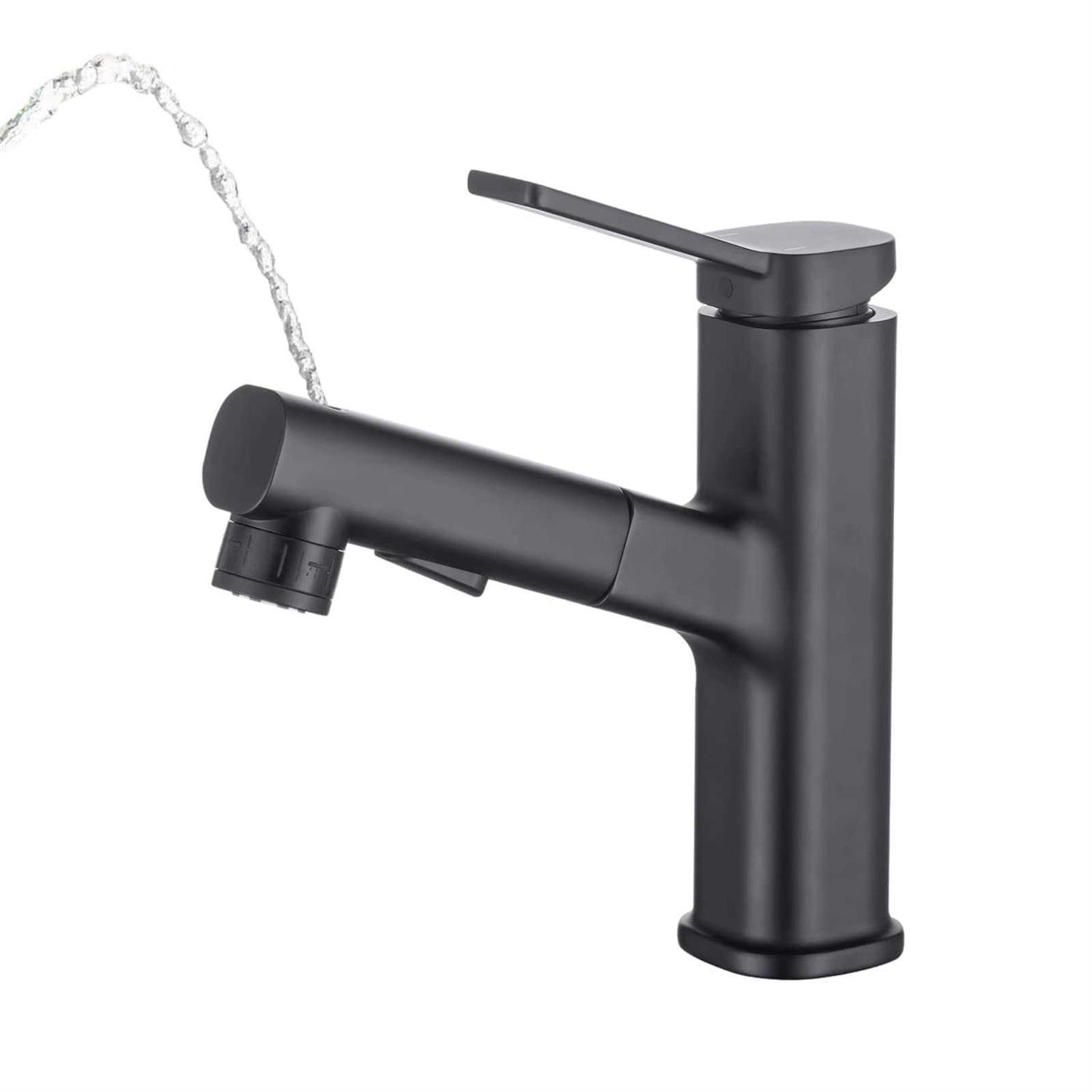 Bathroom Faucets with Pull Down Sprayer Single Handle Pull Out Bathroom Faucet Black Bathroom Sink Faucet Stainless Steel Bathroom Faucets Suitable - Cheap Fitting