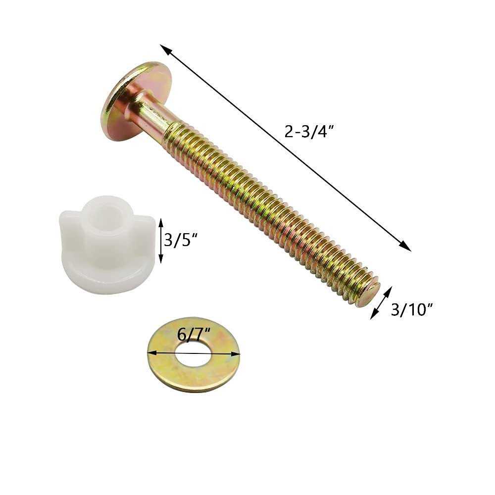 Alamic 2 Pack Universal Toilet Seat Bolts Screws Set Heavy Duty Toilet Seat Hinge Bolts with Plastic Nuts and Metal Washers Replacement Parts for Top Mount - Cheap Fitting