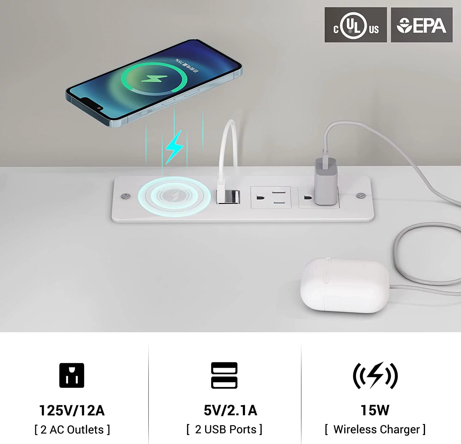 Aunfebrco Set of 2 Black LED Nightstand with Wireless Charging Station & 2 Drawers, Modern End Side Table Bedside Table for Bedroom - Cheap Fitting