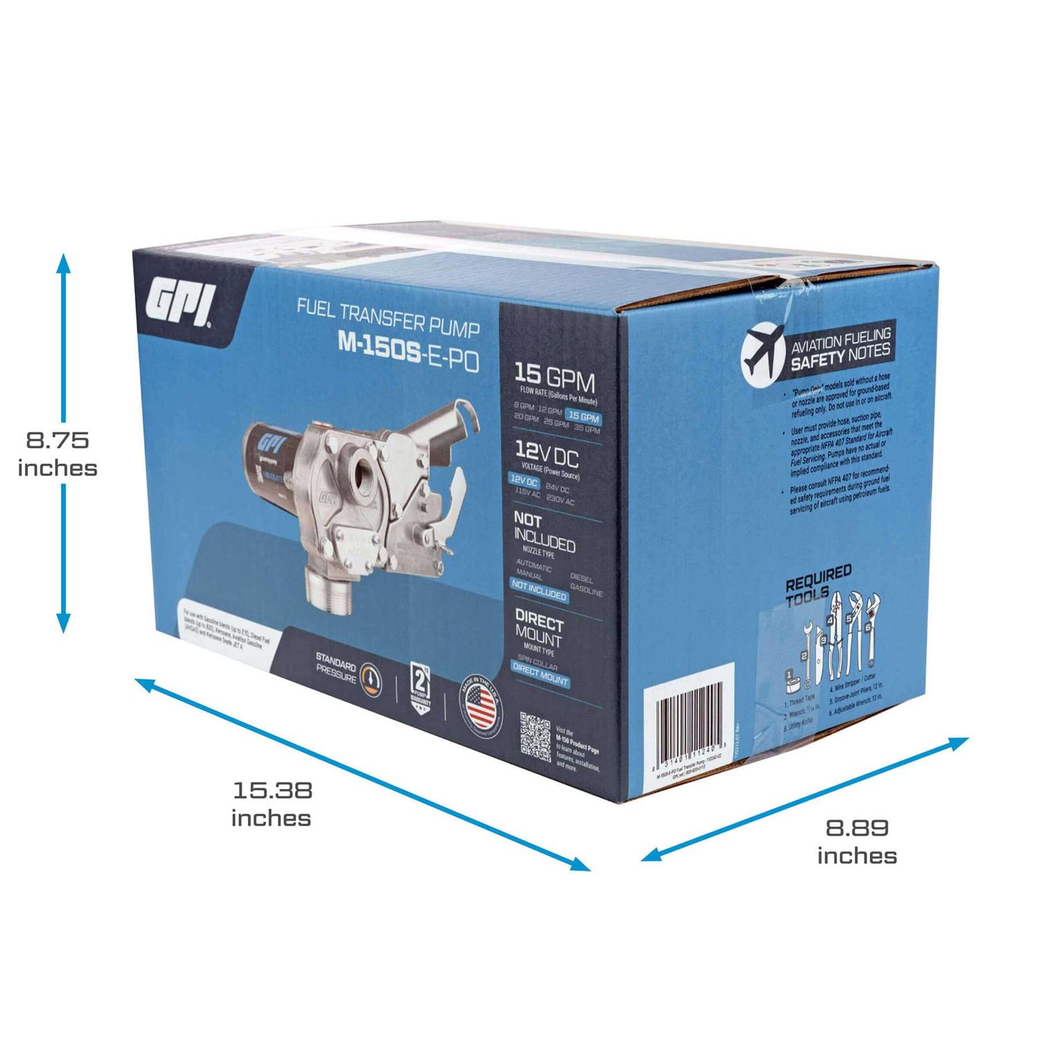 GPI 15 GPM 12V Fuel Transfer Pump - Cheap Fitting