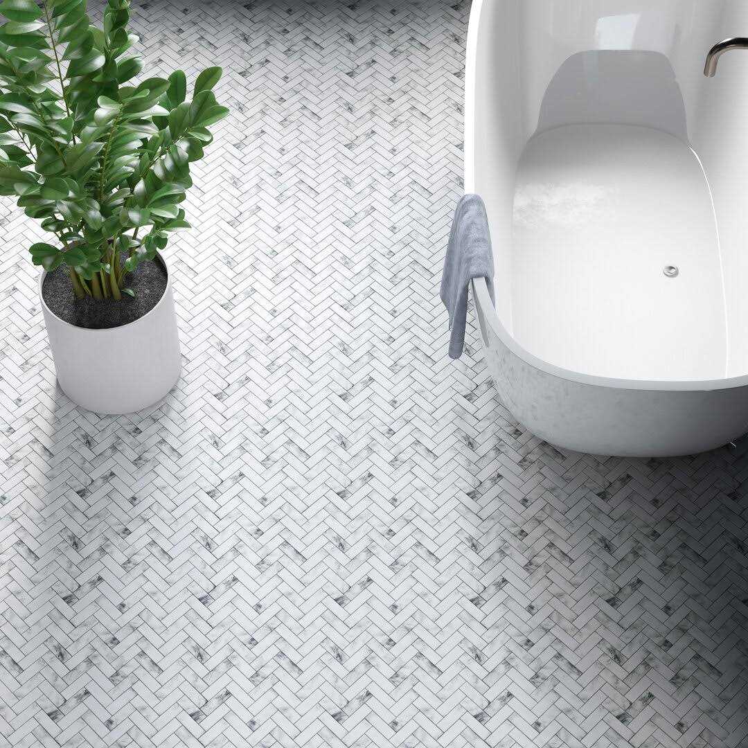 Calacatta Herringbone 1 x 3 Marble Mosaic Tile Ivy Hill Tile - Cheap Fitting