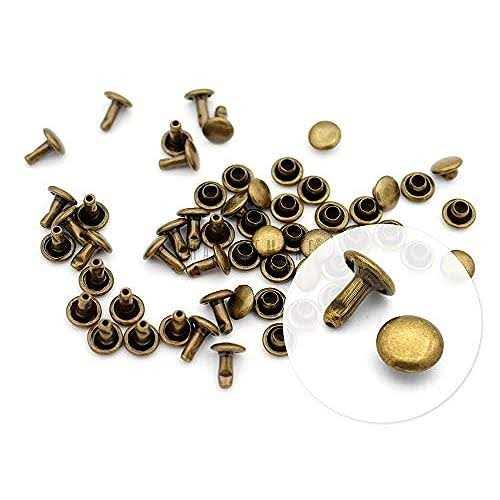 CRAFTMEMORE 100 Sets Double Cap Rivets Leather Rivet Tubular Metal Rapid Rivet Studs for Leather Craft VTDC - Cheap Fitting