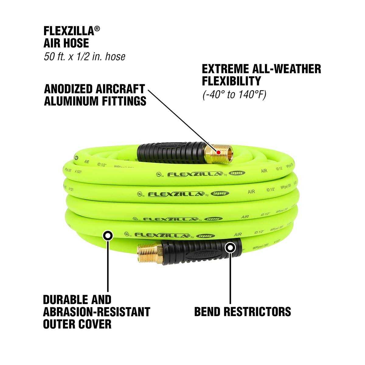 Flexzilla 1/2 x 50′ Air Hose - Cheap Fitting