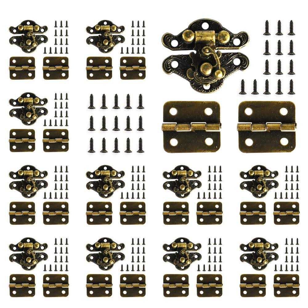 24Pcs Antique Small Box Hinges 12Pcs Antique Latch Hook Hasp Jewelry Box Hinges and Latches for DIY Jewelry Box - Cheap Fitting