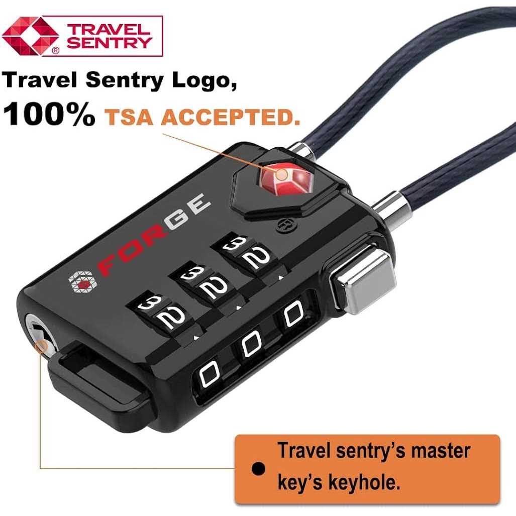 Forge TSA Approved Cable Luggage Locks - Cheap Fitting