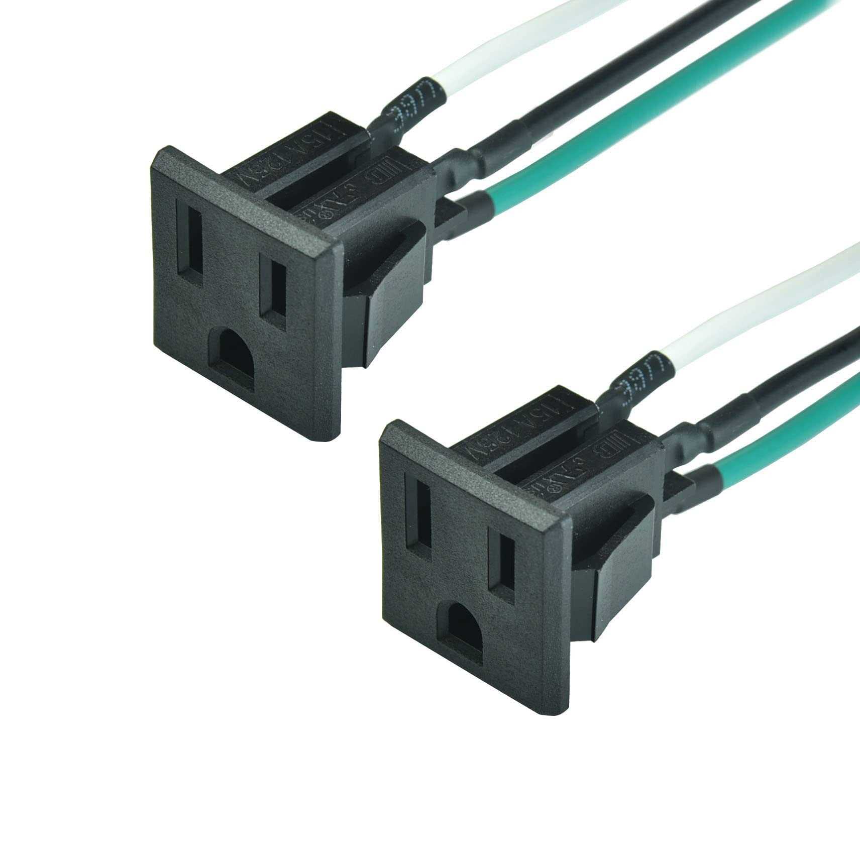 2PCS 15A 125V AC Panel Mount Outlet Industrial Plug Female Connectors Adapter With 14AWG Connection line,3 Pins US Power Socket Plug Panel - Cheap Fitting