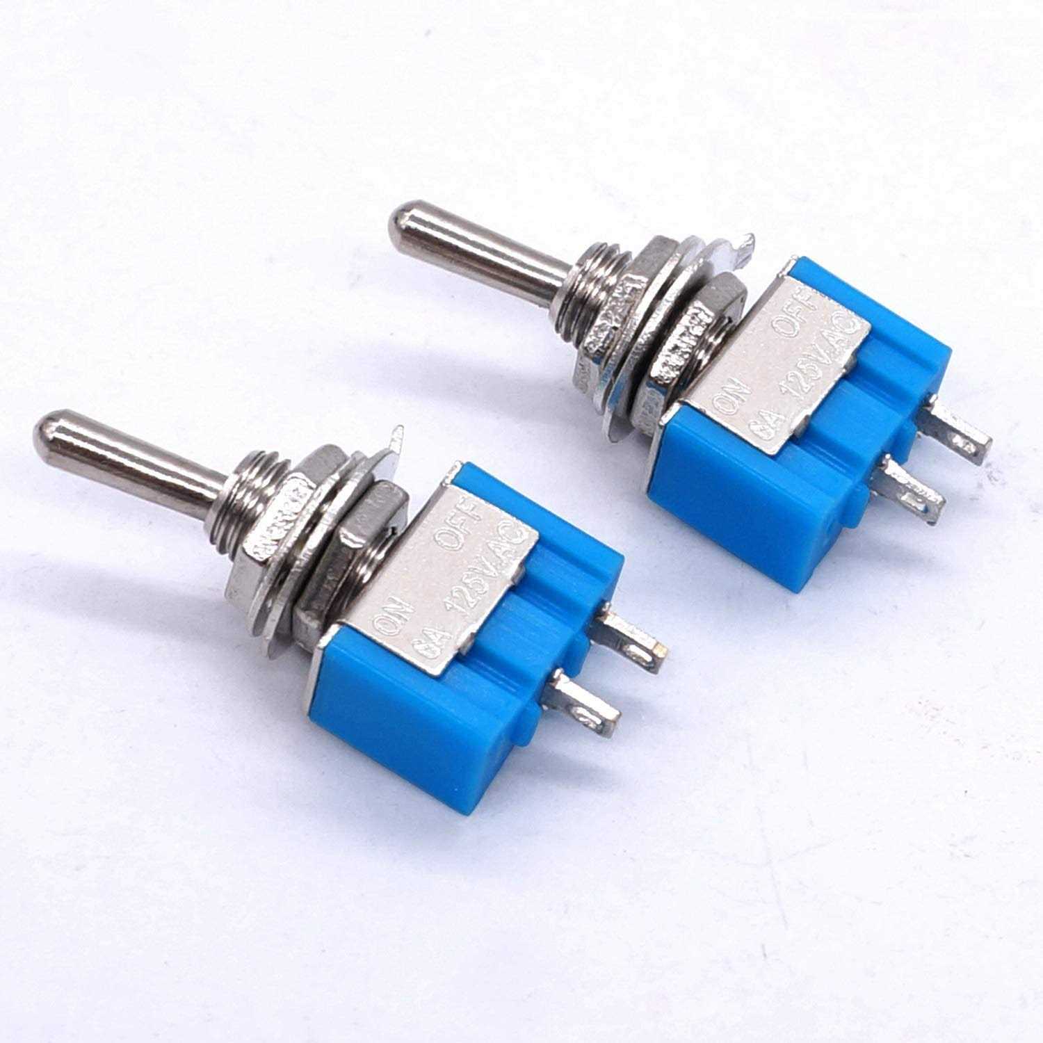 Taiss 10PCS SPST Mini Toggle Switch 2 Pin 2 Position ON/Off Miniature Toggle Switch 6A 125V MTS-101 - Cheap Fitting