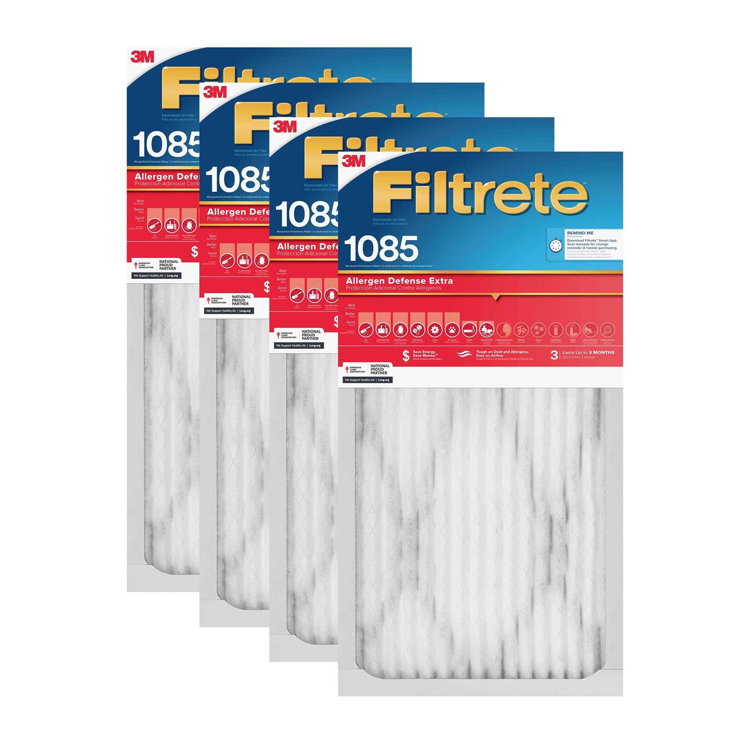 Filtrete 20-in x 1-in 1085 MPR Allergen Defense Extra 4-Pack Electrostatic Pleated Air Filter - Cheap Fitting