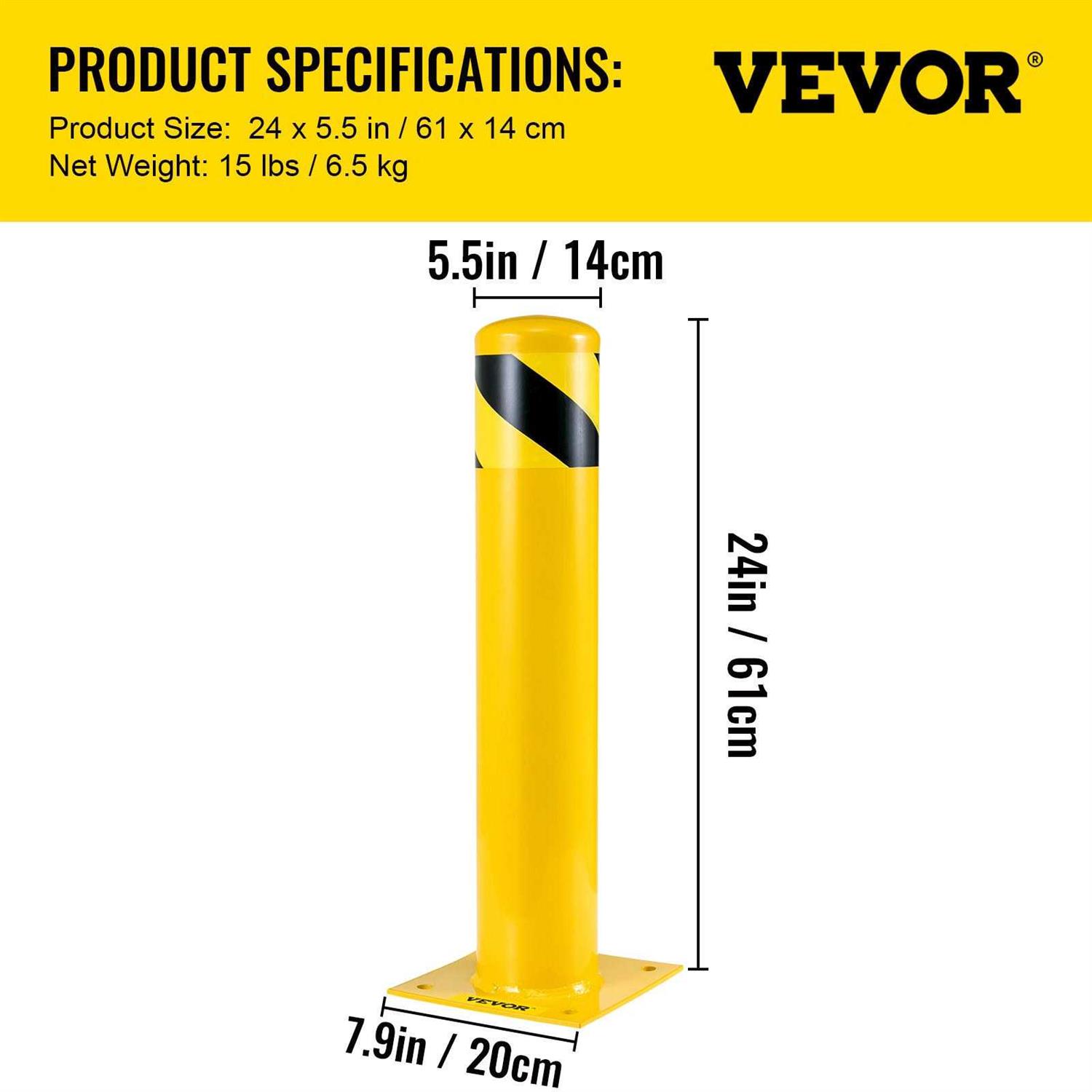 VEVOR Safety Bollard Safety Barrier Bollard OD Height Yellow Pipe Steel Safety Barrier - Cheap Fitting