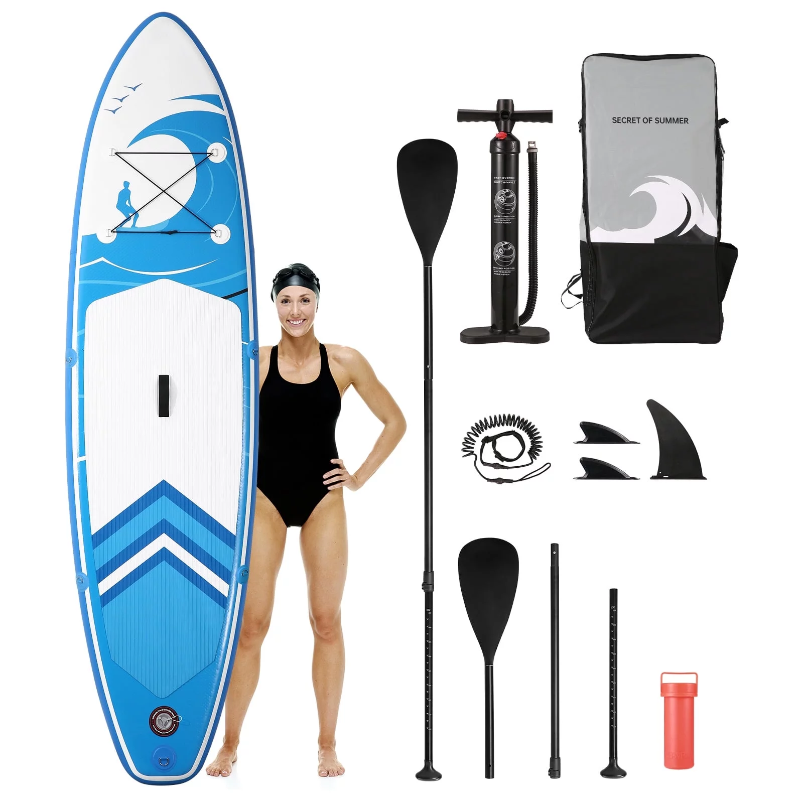 Marnur Inflatable Paddle Board Stand up Paddle Board 10' SUP 6 in.Thick Board Carry Bag & Fast Pumping Green - Cheap Fitting