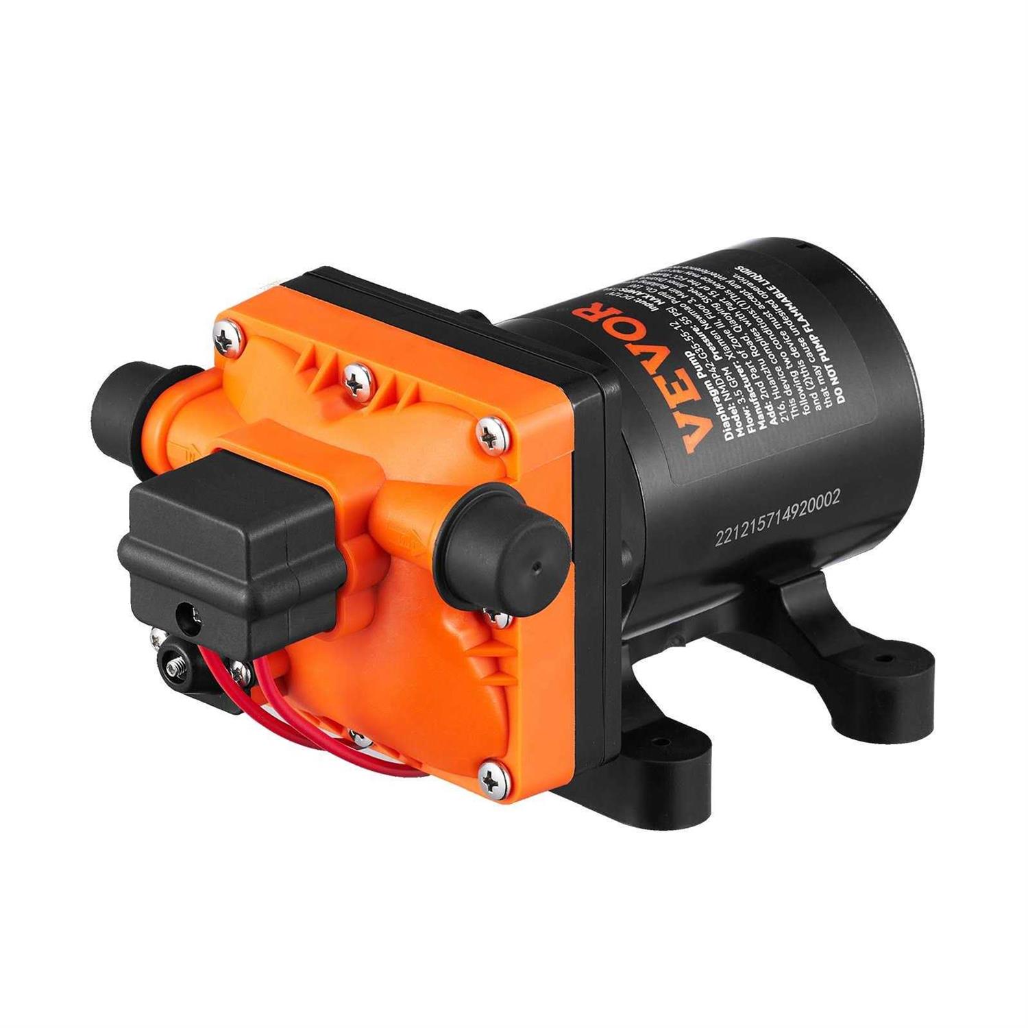 VEVOR 12V Water Pressure Diaphragm Pump Self-Priming Pump 55 PSI 3.5 GPM Boat RV - Cheap Fitting