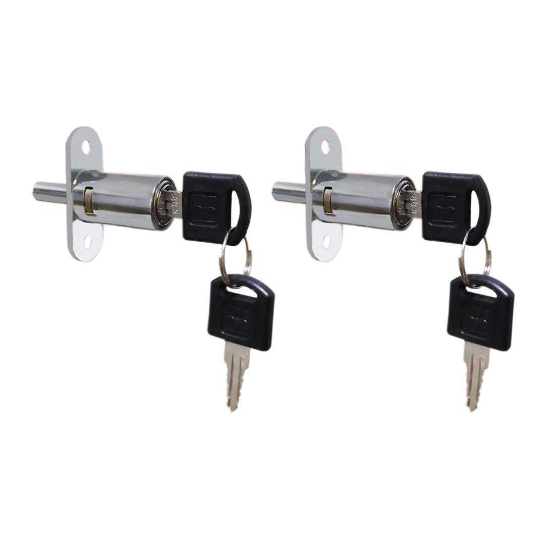 VictorsHome Push Plunger Lock 19mm x Cylinder Head Chrome Plated Zinc Alloy Keyed 2 Pack - Cheap Fitting