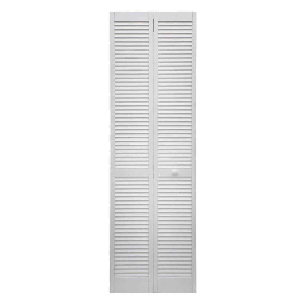 ReliaBilt 24-in x 80-in White Louver Prefinished Pine Wood Bifold Door Hardware Included - Cheap Fitting
