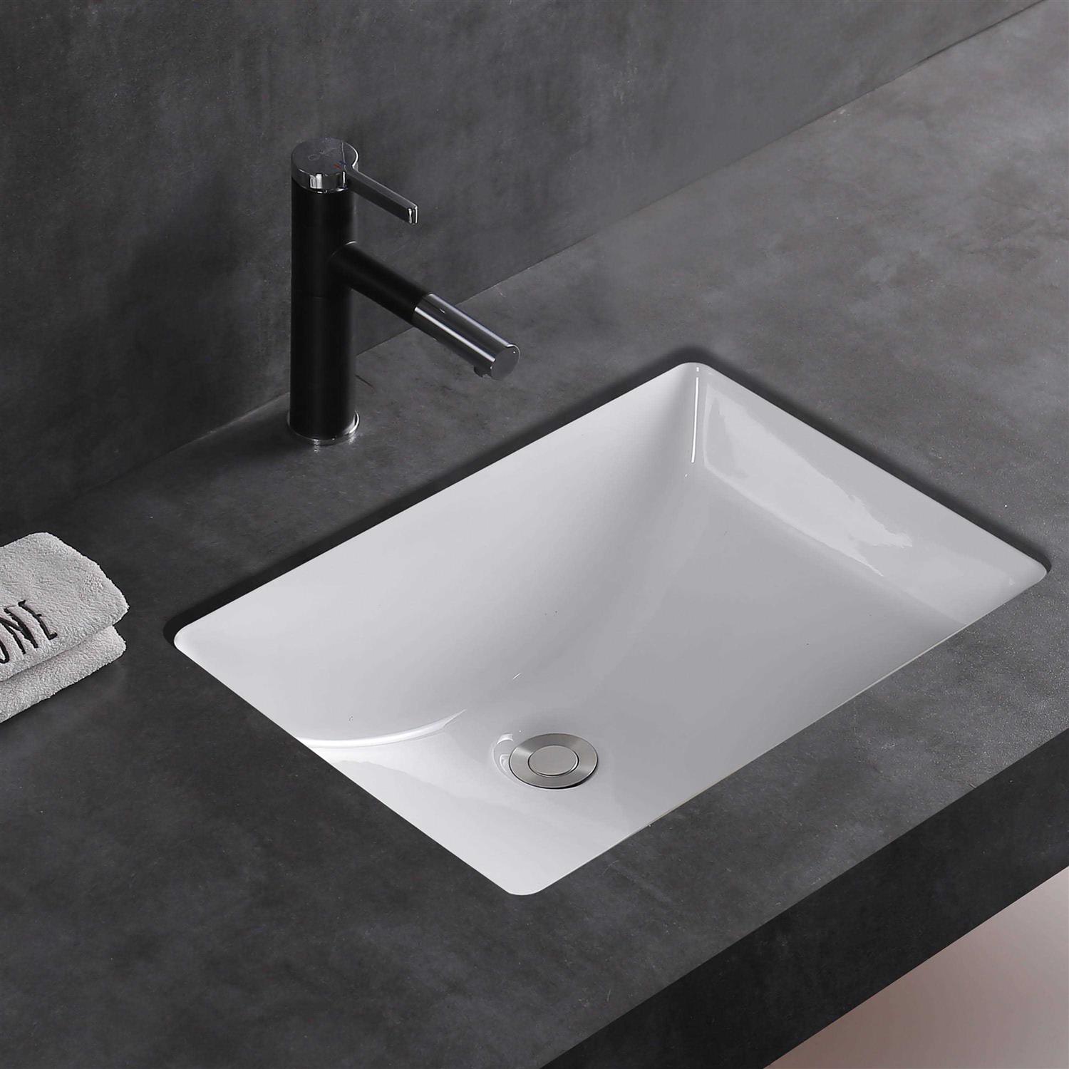 Meje #202H -18 Inch Vessel Sink Rectangle Undermount Bathroom Sink Lavatory Vanity Ceramic - Cheap Fitting