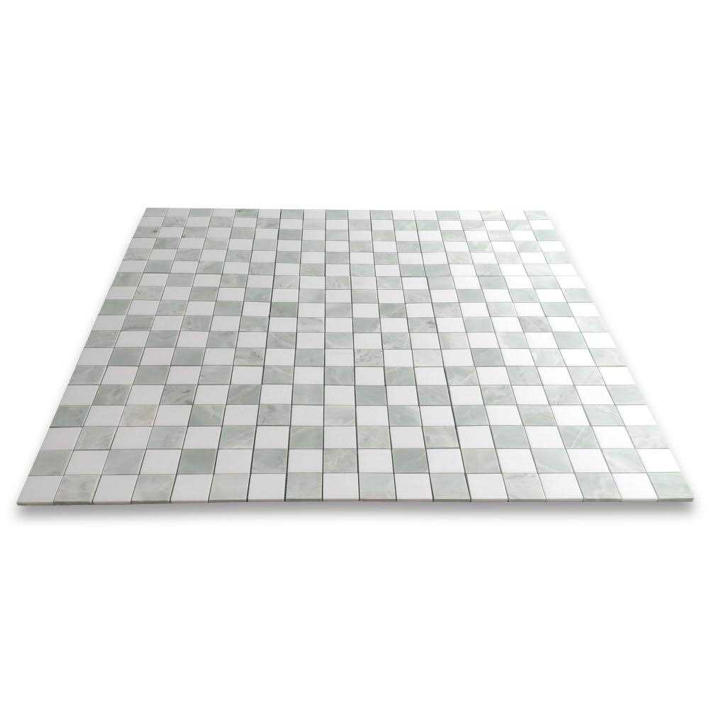 Marble Online 2×2 Checkerboard Thassos White Green Jade Marble Mosaic Tile - Cheap Fitting