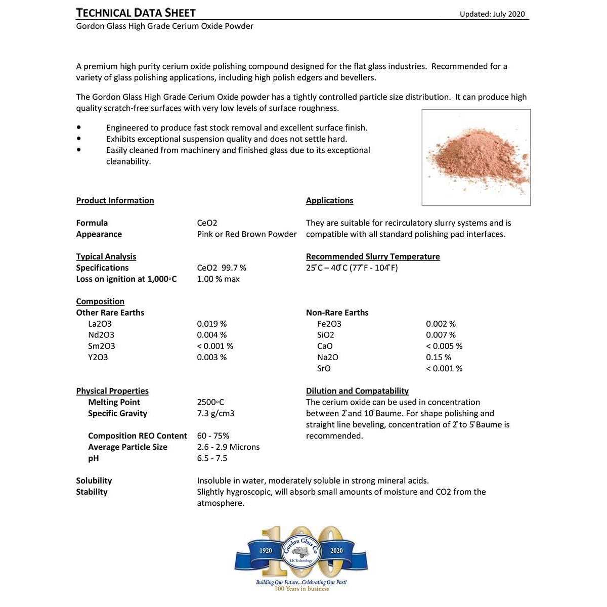 Gordon Glass Co. Cerium Oxide High Grade Polishing Powder - Cheap Fitting