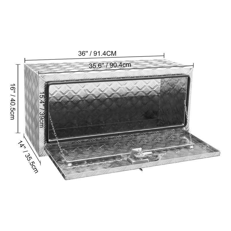 VEVOR Underbody Truck Box, 36×14×16 Pickup Storage Box, Heavy Duty Aluminum Diamond Plate Tool Box with Lock and Keys - Cheap Fitting