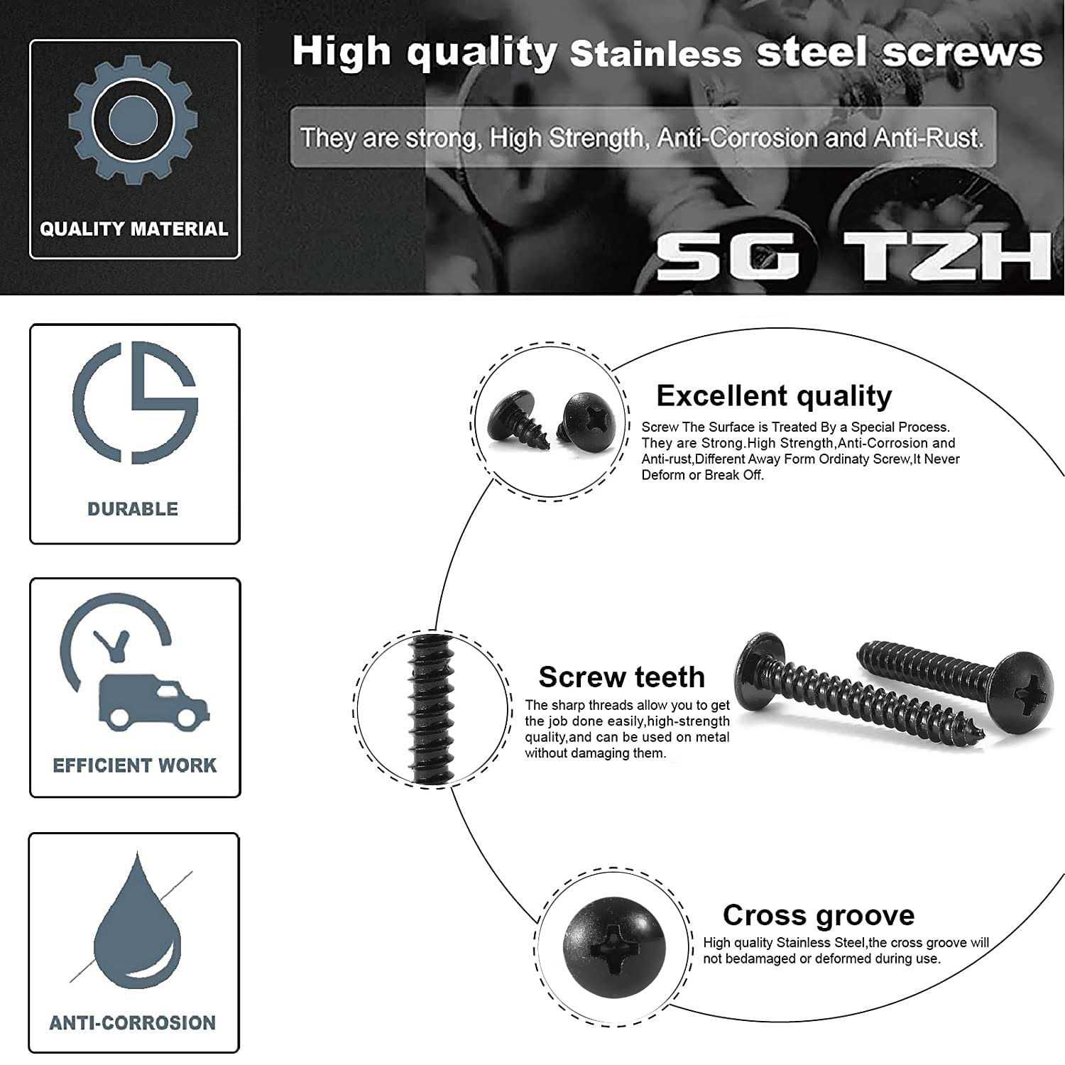 14 X 3 Wood Screw 100Pcs Truss Head Phillips 18-8 304 Stainless Steel Fast Self Tapping Screws by Sg Tzh - Cheap Fitting