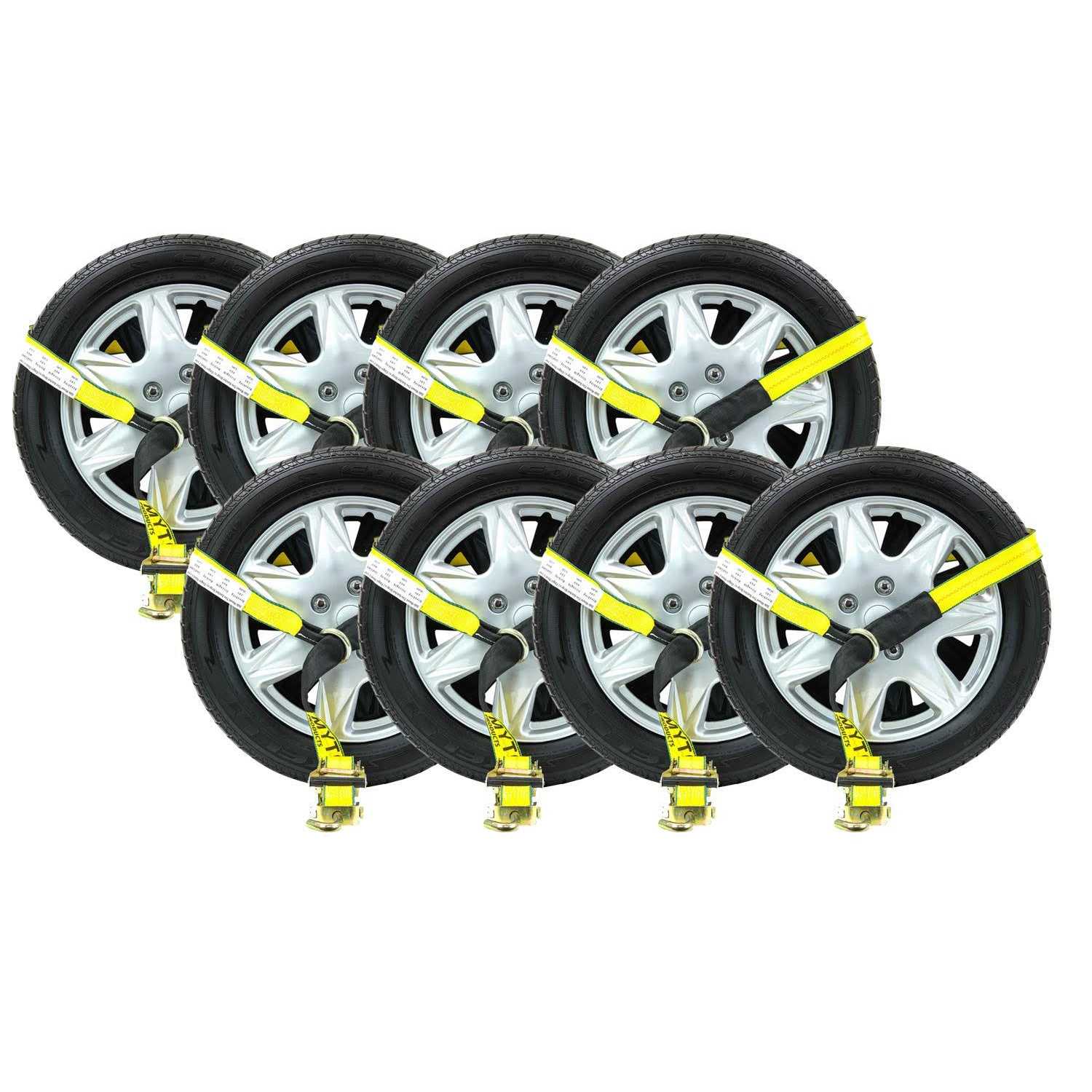 Mytee Products 2 x10′ Lasso Ratchet Strap with J Finger Hook Wheel Net Auto Tow Towing Car Hauler Down - Cheap Fitting