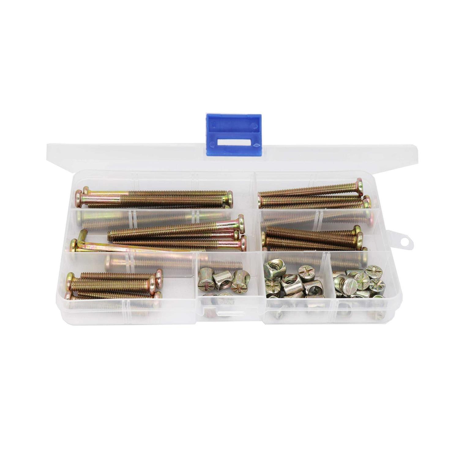 Baby Bed Crib Screws Hardware Replacement Kit Cseao 25-Set M6x40mm/ 50mm/ 60mm/ 70mm/ 80mm Hex Drive Socket Cap Screws Barrel Nuts Assortment Kit - Cheap Fitting