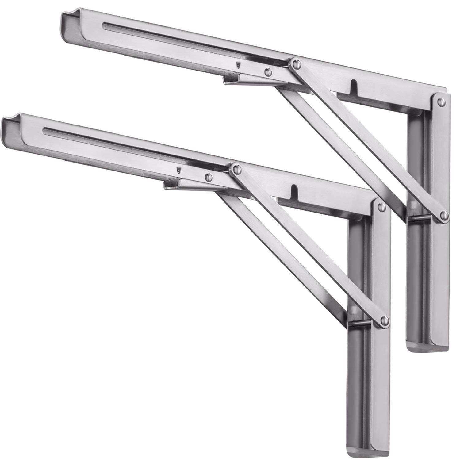 Folding Shelf Brackets Pynsseu Heavy Duty Stainless Steel Collapsible Wall Mounted Shelf Bracket Table Work - Cheap Fitting