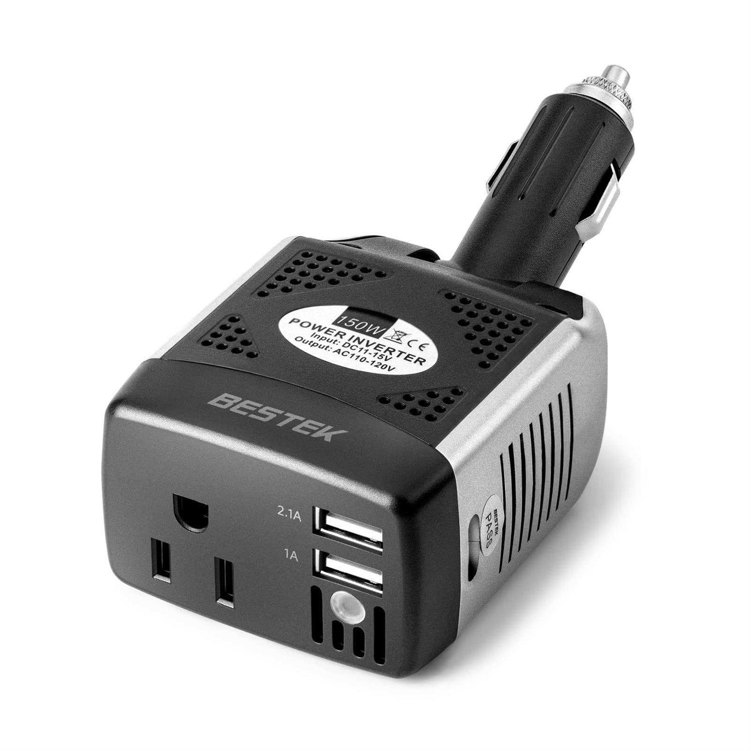 Bestek 150w Power Inverter 12V to 110v Voltage Converter Car Charger Power Adapter with 2 USB Charging Ports - Cheap Fitting