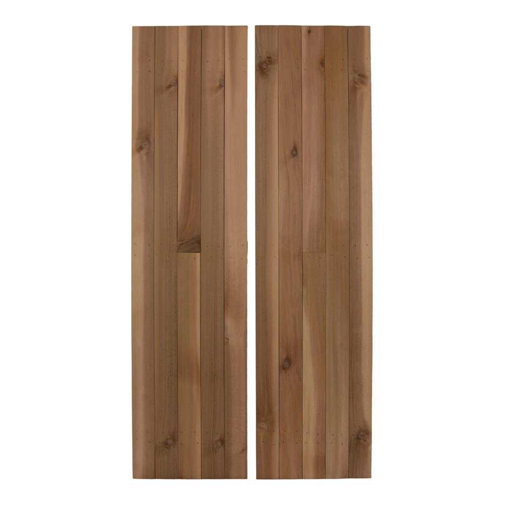 Design Craft Millworks Porter 12 in. x Cedar Board and Batten Shutters Pair - Cheap Fitting