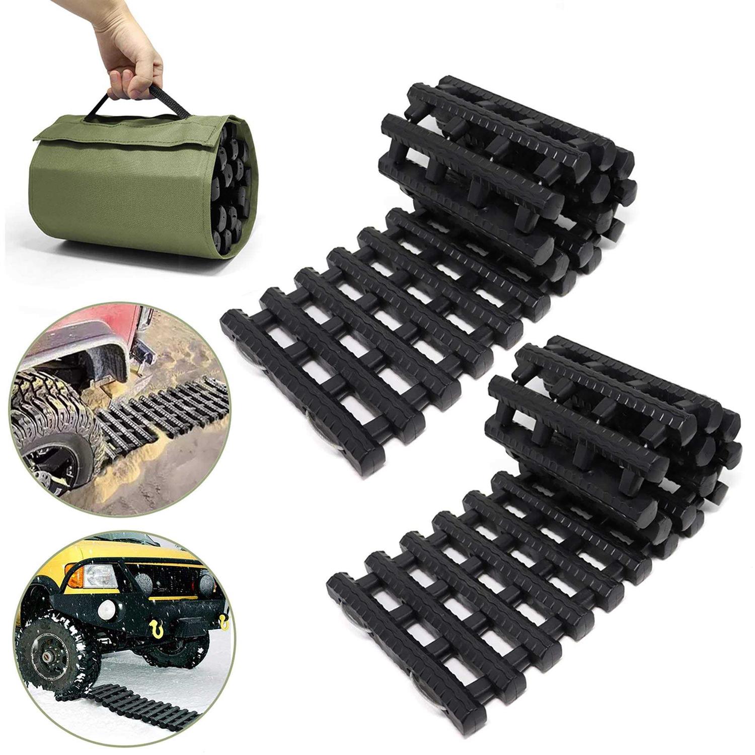 Reliancer 2PC Traction Tracks Mats TPR 31.5 L Tire Recovery Track Pad Roll Car Vehicle Tyre Traction Boards Tire Ladder Track Grabber Auto Emergency - Cheap Fitting