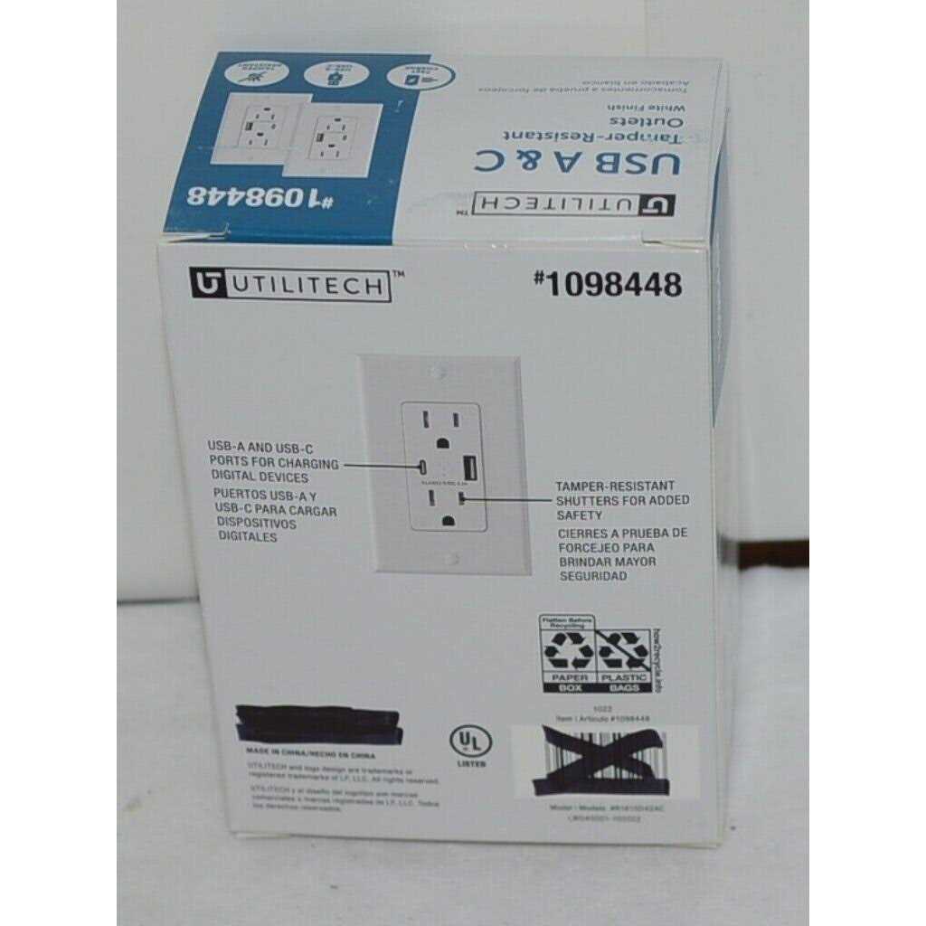 Utilitech 4.2 Amp Type A & Type C USB Wall Charger With15 Amp Duplex Tamper Resistant Wall Plate Outlet R1615D42AC - Cheap Fitting