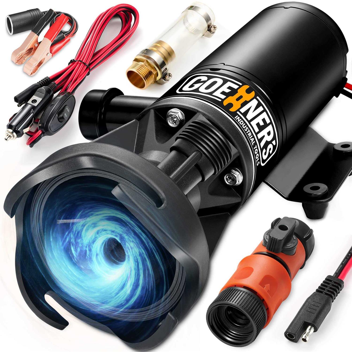 12V RV Portable Macerator Waste Pump for Sewage 12GPM Suction 3.2 feet Lift 10 feet - Cheap Fitting