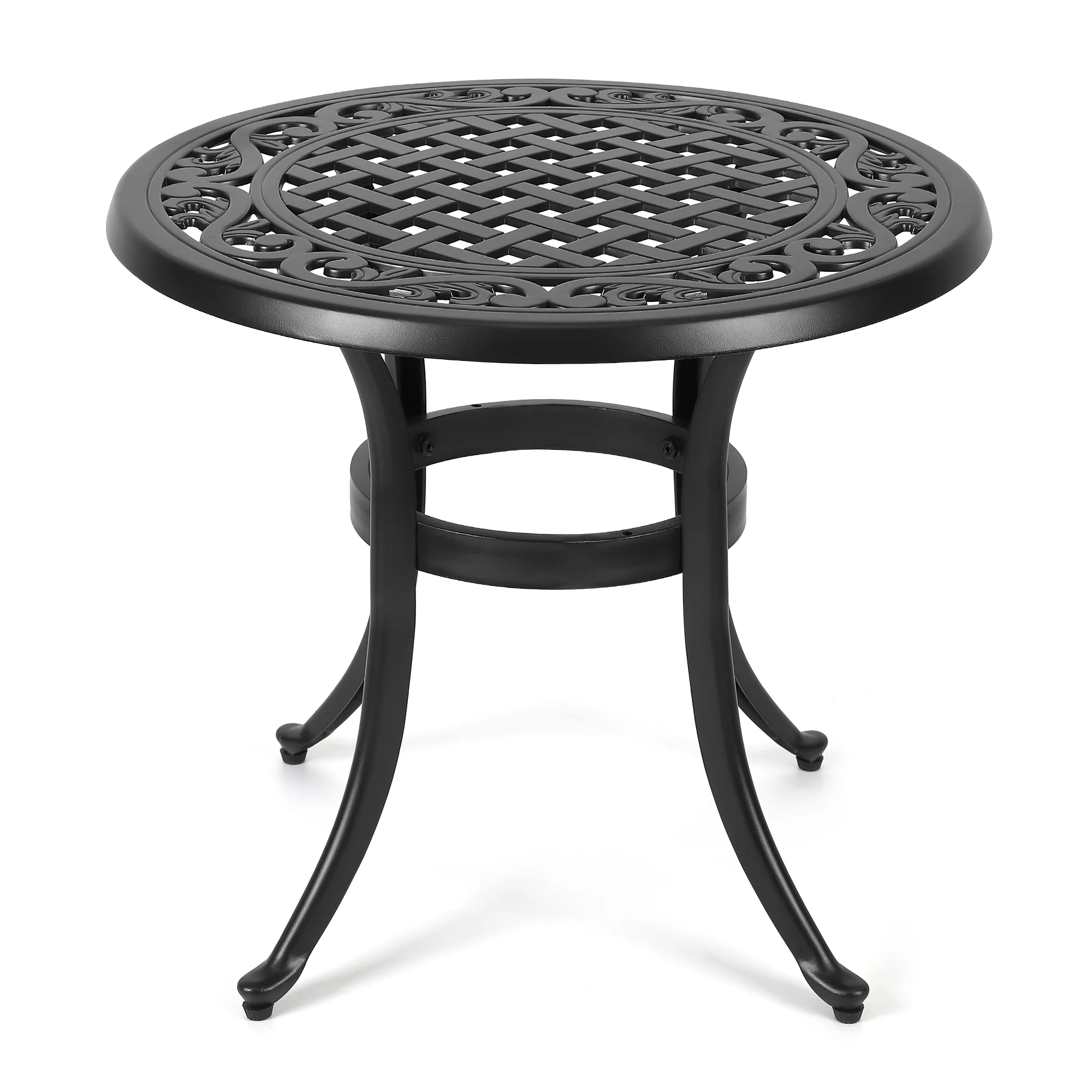 Yesfashion Outdoor Patio Bistro Table, Cast Aluminum Round, Bistro Table with Umbrella Hole, for Poolside, Deck, Porch, Backyard, Garden, Balcony 23