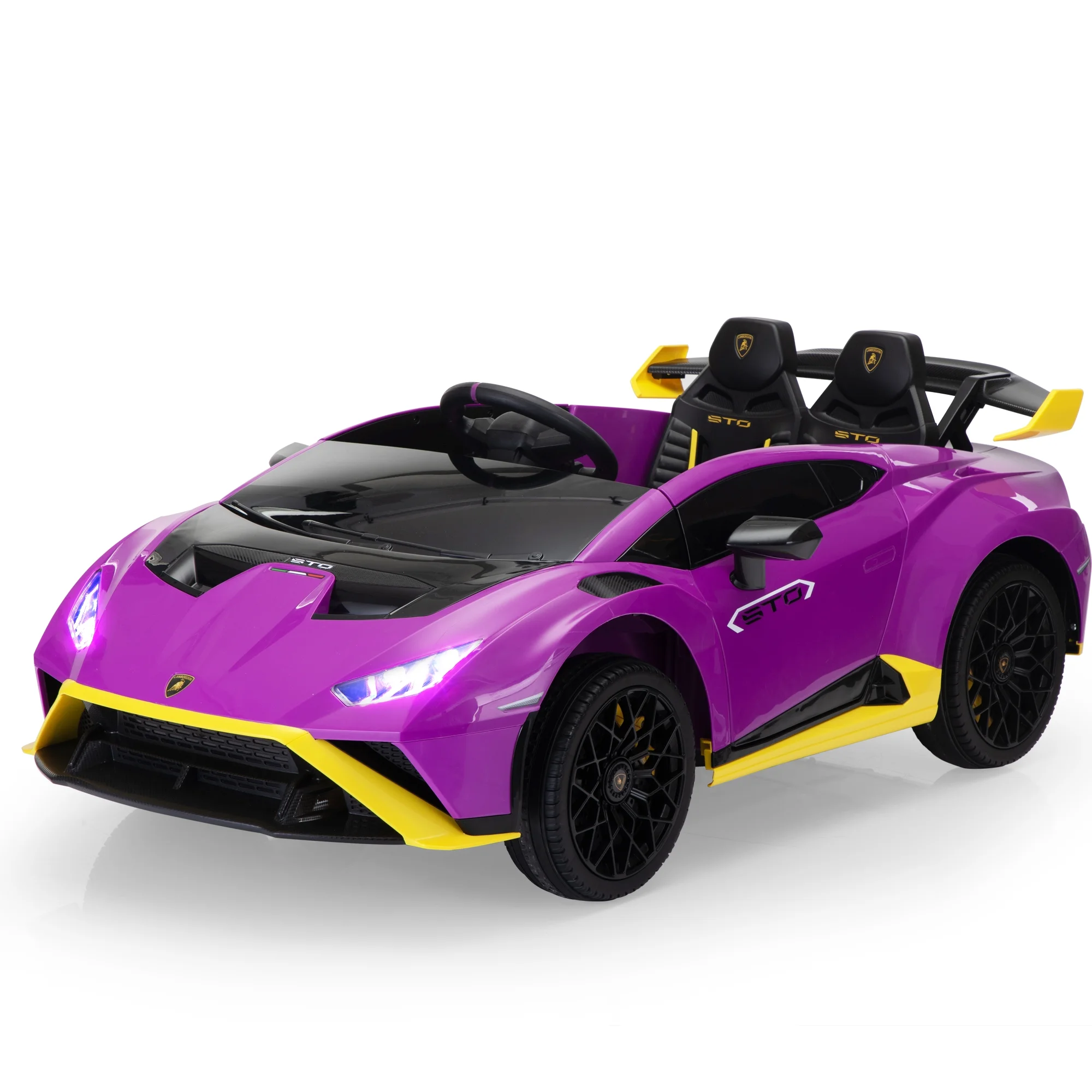 TOBBI 24V Lamborghini STO Licensed Kids Ride on Drift Car Gray Electric Car W/Remote Control LED Lights, up to 10 mph - Cheap Fitting