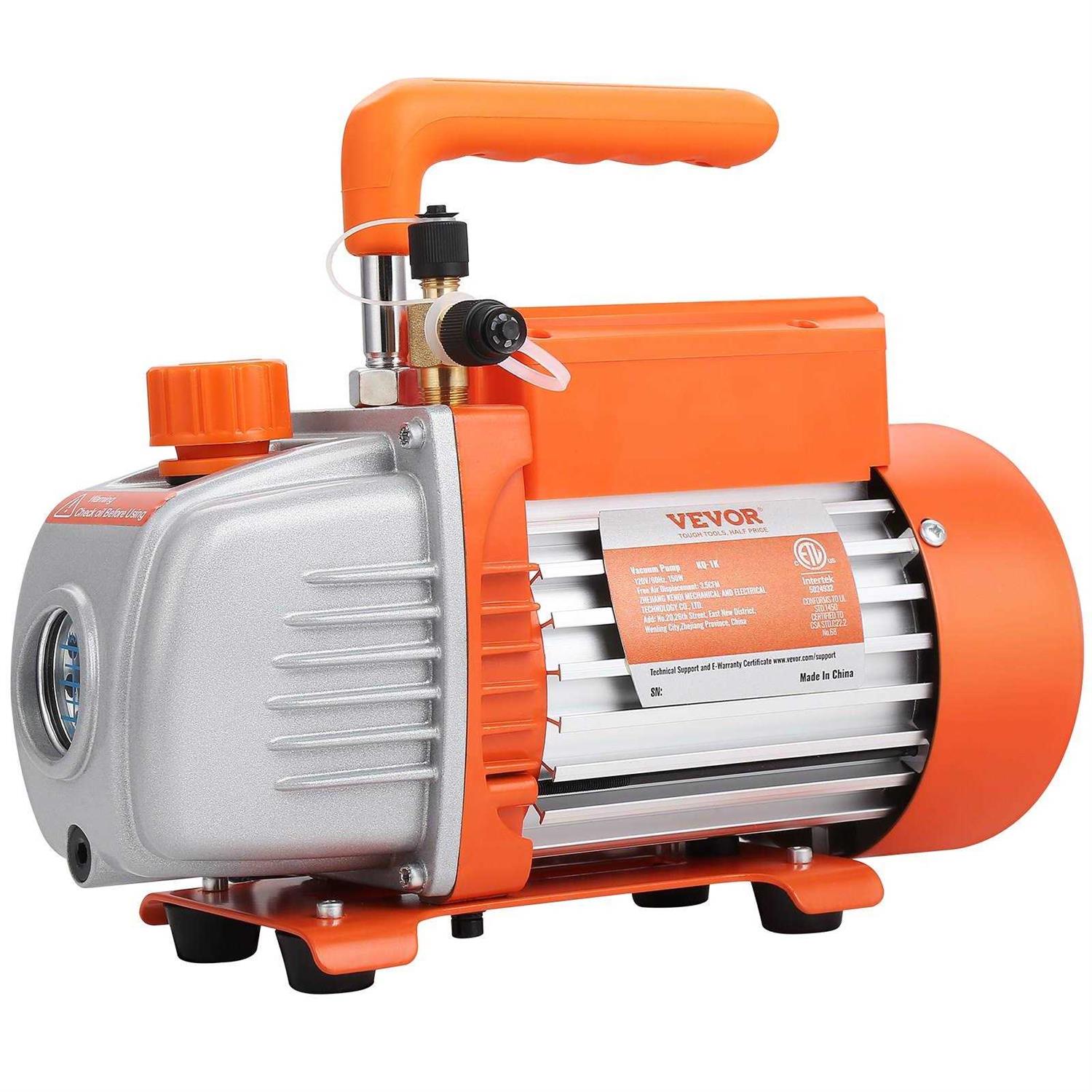 VEVOR 3.5 CFM Vacuum Pump 1-Stage HVAC Vacuum Pump with Oil AC Vacuum Pump 134a - Cheap Fitting