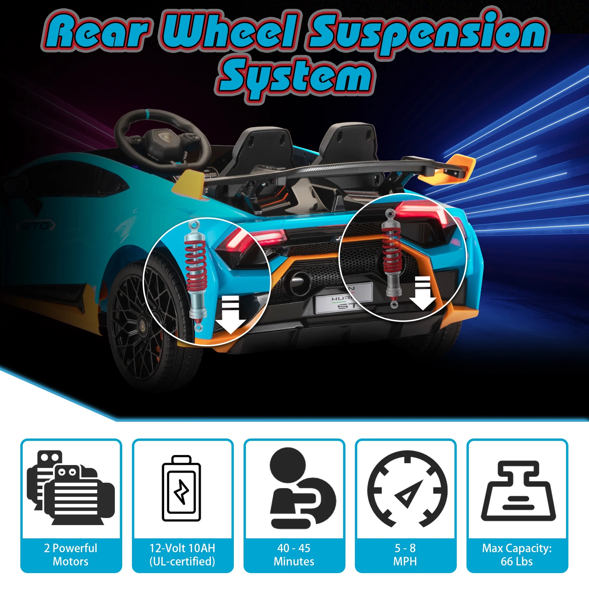 TOBBI 24V Lamborghini STO Licensed Kids Ride on Drift Car Gray Electric Car W/Remote Control LED Lights, up to 10 mph - Cheap Fitting