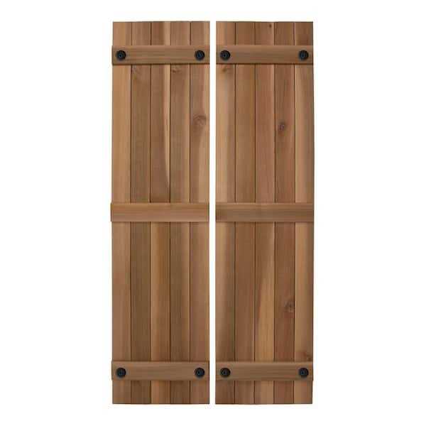 Design Craft Millworks Porter 15 in. x Cedar Board and Batten Shutters Pair - Cheap Fitting